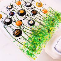 Fall Floral Night Light, Floral Glass Nightlight, Halloween Night Light, Fall Fused Glass