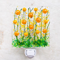 Marigold Flowers Night Light, Yellow Floral Glass Nightlight, Yellow Flowers Night Light, Fused Glass Nightlight