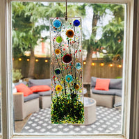 Skinny Wildflower Glass Suncatcher, Floral Glass Ornament, Field of Flowers Glass Art, Fused Glass Flowers, Gift for Mom