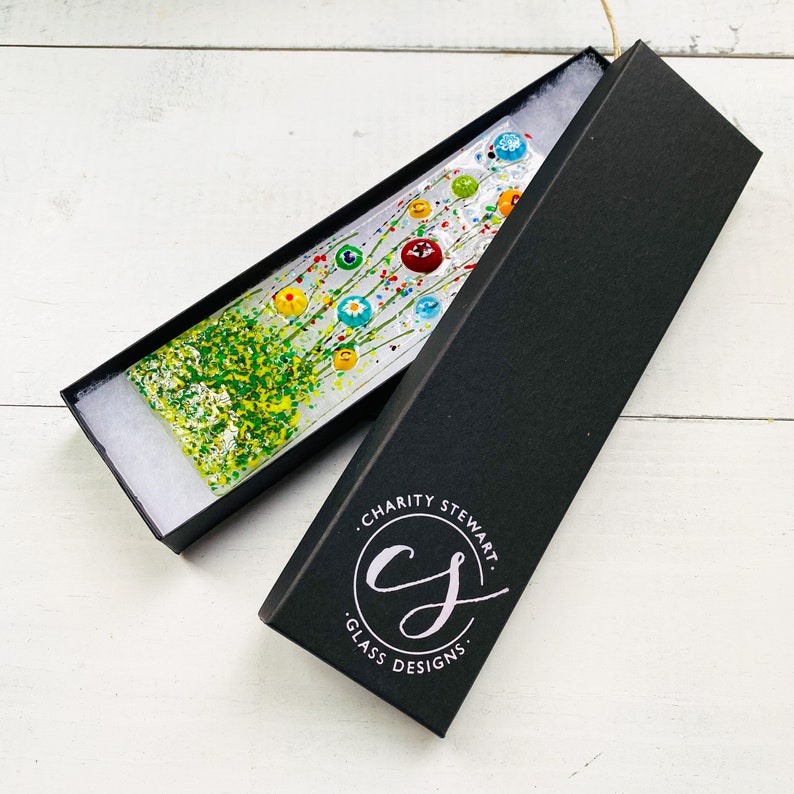 Skinny Wildflower Glass Suncatcher, Floral Glass Ornament, Field of Flowers Glass Art, Fused Glass Flowers, Gift for Mom