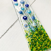 Skinny Cornflower Glass Suncatcher, Floral Glass Ornament, Field of Flowers Glass Art, Fused Glass Flowers, Gift for Mom