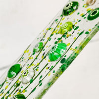 Skinny Green Flowers Glass Suncatcher, Floral Glass Ornament, Field of Flowers Glass Art, Fused Glass Flowers, Gift for Mom