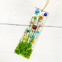 Skinny Wildflower Glass Suncatcher, Floral Glass Ornament, Field of Flowers Glass Art, Fused Glass Flowers, Gift for Mom
