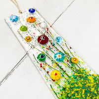 Skinny Wildflower Glass Suncatcher, Floral Glass Ornament, Field of Flowers Glass Art, Fused Glass Flowers, Gift for Mom