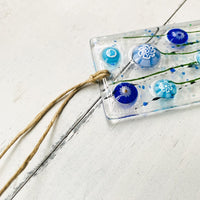 Skinny Cornflower Glass Suncatcher, Floral Glass Ornament, Field of Flowers Glass Art, Fused Glass Flowers, Gift for Mom