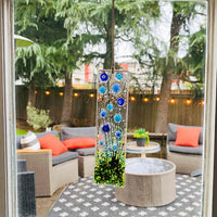 Skinny Cornflower Glass Suncatcher, Floral Glass Ornament, Field of Flowers Glass Art, Fused Glass Flowers, Gift for Mom