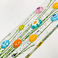 Skinny Citrus Flowers Glass Suncatcher, Floral Glass Ornament, Field of Flowers Glass Art, Fused Glass Flowers, Gift for Mom