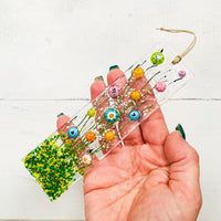 Skinny Citrus Flowers Glass Suncatcher, Floral Glass Ornament, Field of Flowers Glass Art, Fused Glass Flowers, Gift for Mom