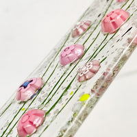 Skinny Pink Flowers Glass Suncatcher, Floral Glass Ornament, Field of Flowers Glass Art, Fused Glass Flowers, Gift for Mom