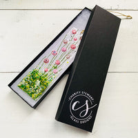 Skinny Pink Flowers Glass Suncatcher, Floral Glass Ornament, Field of Flowers Glass Art, Fused Glass Flowers, Gift for Mom