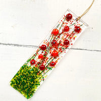 Skinny Poppies Glass Suncatcher, Floral Glass Ornament, Poppy Glass Art, Fused Glass Flowers, Gift for Mom