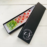 Skinny Poppies Glass Suncatcher, Floral Glass Ornament, Poppy Glass Art, Fused Glass Flowers, Gift for Mom