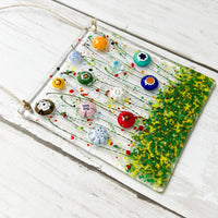 Wildflower Fused Glass Suncatcher, Floral Glass Ornament, Field of Flowers Glass Art, Fused Glass Flowers, Gift for Mom