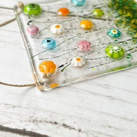 Citrus Blend Fused Glass Suncatcher, Floral Glass Ornament, Field of Flowers Glass Art, Fused Glass Flowers, Gift for Mom