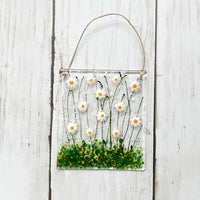 Daisies Suncatcher, Floral Glass Ornament, White Daisies, Daisy Ornament, Field of Daisies