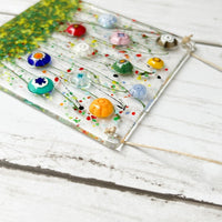 Wildflower Fused Glass Suncatcher, Floral Glass Ornament, Field of Flowers Glass Art, Fused Glass Flowers, Gift for Mom
