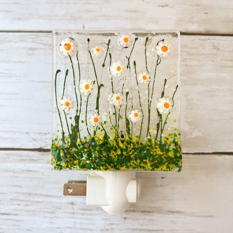 Daisies Fused Glass Night Light