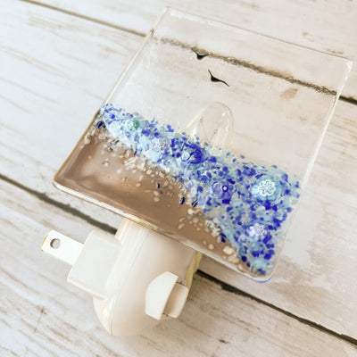 Beach Glass Night Light, Ocean Nightlight, Coastal Glass Art, PNW Landscape