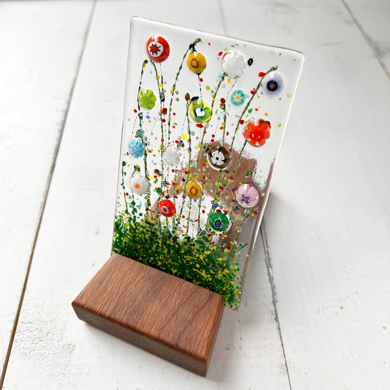 Wildflower Fused Glass Candle Holder