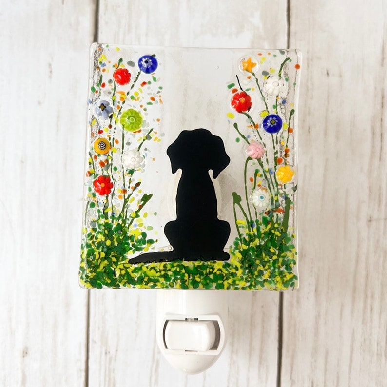 Dog Glass Night Light, Pet Nightlight, Dog Glass Art, Pet Memorial Gift
