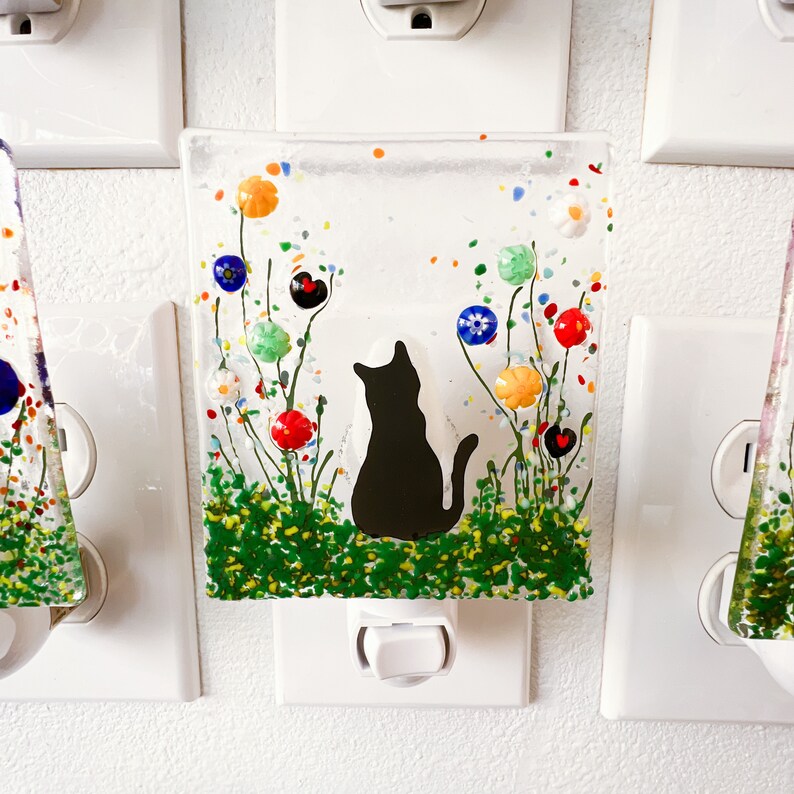 Cat Glass Night Light, Pet Nightlight, Cat Glass Art, Pet Memorial Gift