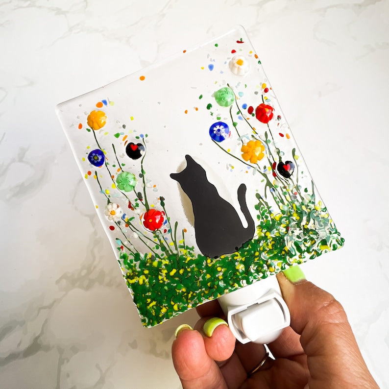Cat Glass Night Light, Pet Nightlight, Cat Glass Art, Pet Memorial Gift