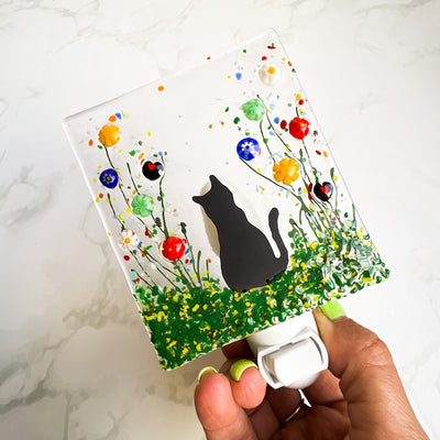 Cat Glass Night Light, Pet Nightlight, Cat Glass Art, Pet Memorial Gift