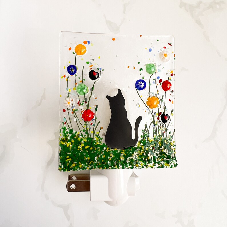 Cat Glass Night Light, Pet Nightlight, Cat Glass Art, Pet Memorial Gift
