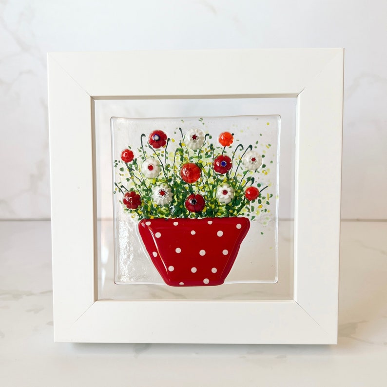 Red Polkadot Flowerpot Framed Art