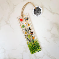 Skinny Fall Floral Glass Suncatcher, Flower Ornament, Autumn Flowers Glass Art, Fused Glass Flowers