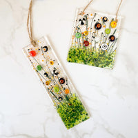Skinny Fall Floral Glass Suncatcher, Flower Ornament, Autumn Flowers Glass Art, Fused Glass Flowers