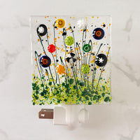 Fall Floral Night Light, Floral Glass Nightlight, Halloween Night Light, Fall Fused Glass